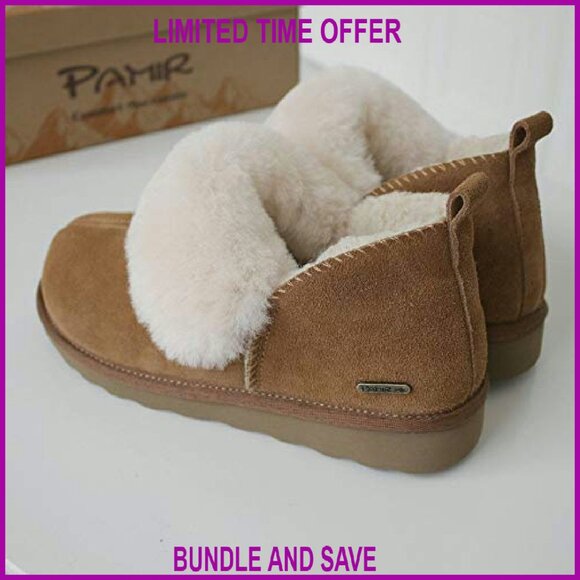 Genuine Suede Shearling Ankle Booties Memory Foam Indoor Outdoor - Picture 8 of 8
